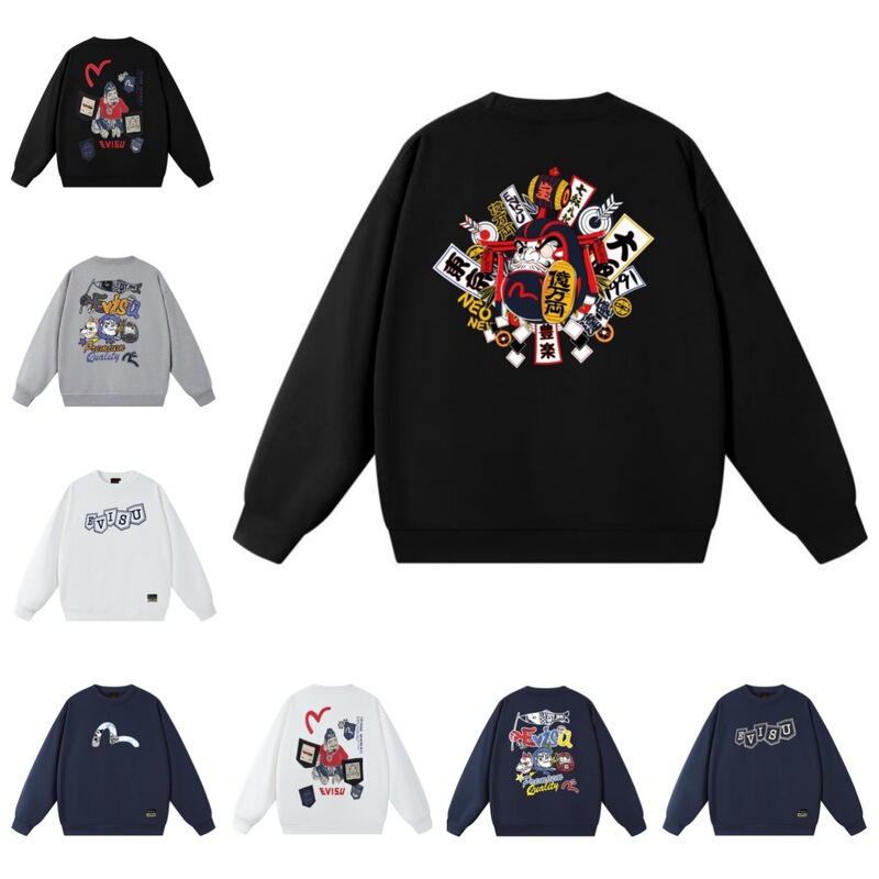 Casual Classic Fushen Evisu Sweatshirt Printed Autumn and Winter New Fashion Brand Fashion Loose and Versatile for Men and Women Couples