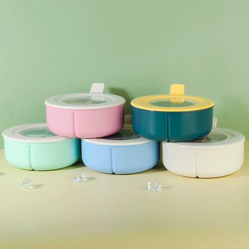 Cross-border wheat straw seasoning box with lattice and lid Nordic style kitchen salt tank moisture-proof simple flavor box wholesale