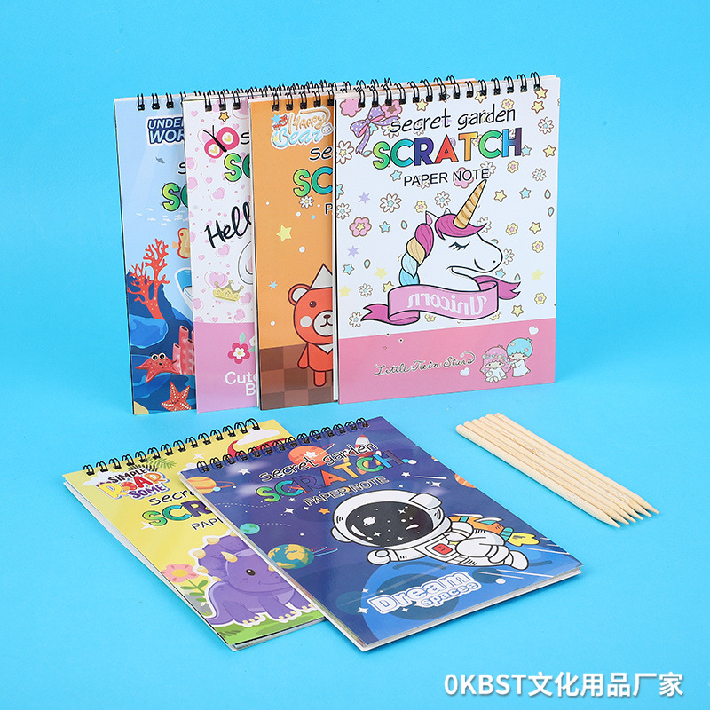 Scratch Paper niños colorido graffiti nuevo en línea Celebrity kindergarten hecho a mano DIY creativo 14x20 Scratch book