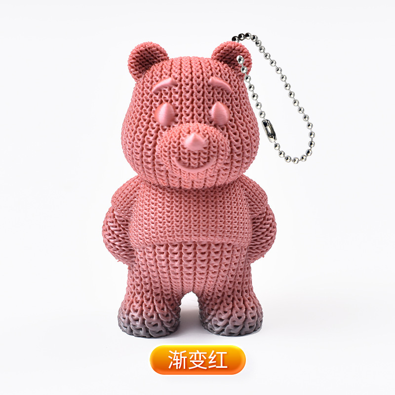 Llavero con Colgante de Osito de Peluche Tejido, Impreso en 3D, Recuerdo, Juguete Impreso en 3D, para Llaves de Coche, Éxito de Ventas Transfronterizo