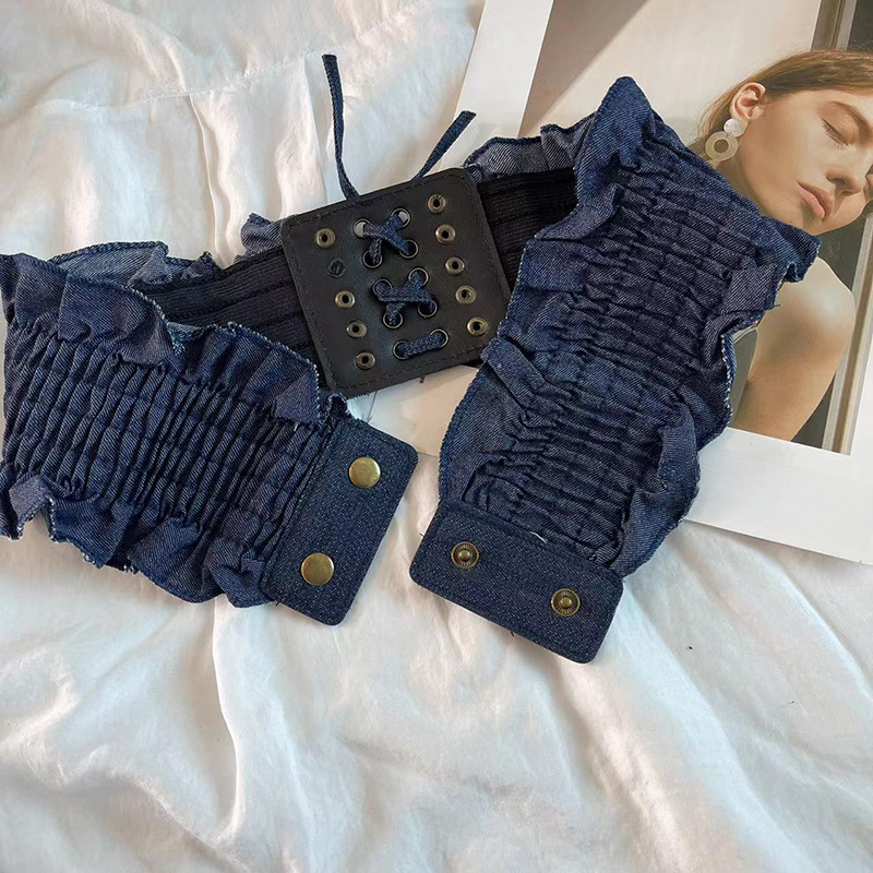 Denim elastic waist belt