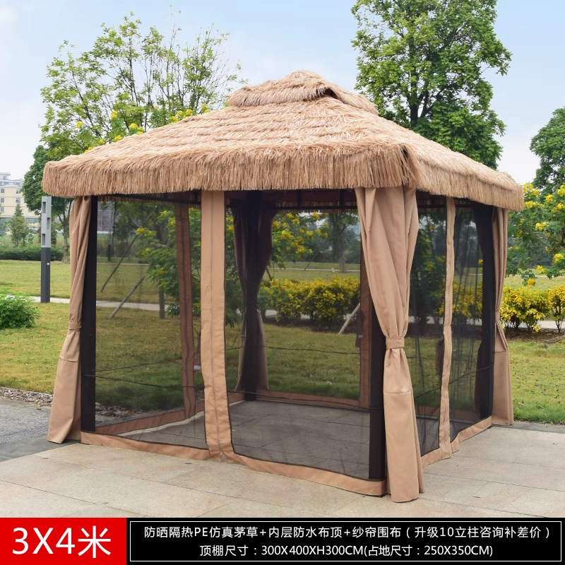 Pabellón al aire libre, techo galvanizado, pabellón de cuatro pilares, patio, jardín, techo, toldo de ocio, gran dosel de lluvia