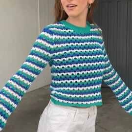 跨境亚马逊速卖通新款外贸热销Knitted Sweater Loose Fit Round