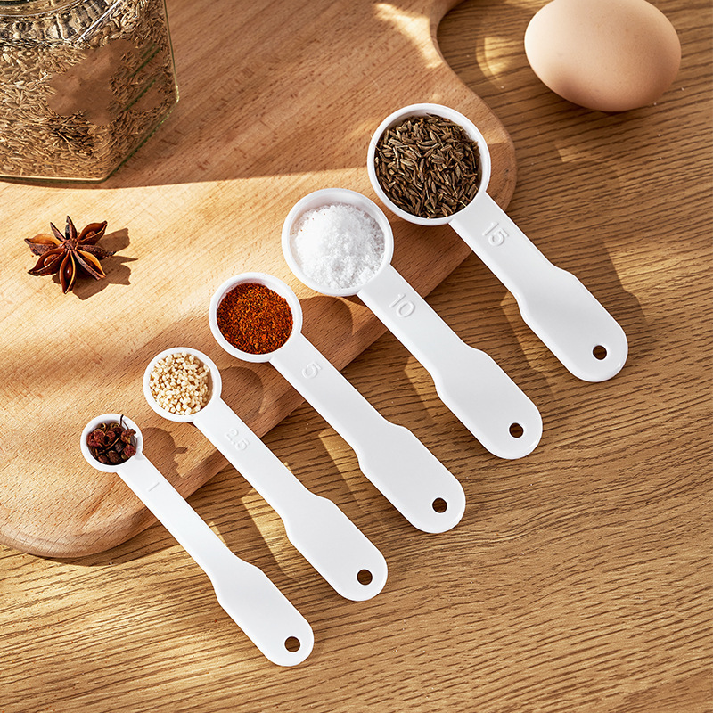 White Plastic Measuring Spoons Set for Kitchen & Baby Food