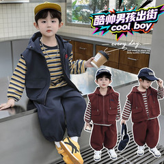 男童秋装套装2025春秋装新款儿童帅气潮款痞帅三件套中小童衣服