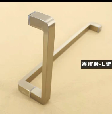 Portal Wrist | door, square handle, shower room - l-shaped-handle-with-hole-spacing-385185-one-set-champagne-gold-brushed-fingerprint-resistant-extra-thick-genuine-high-quality-handle