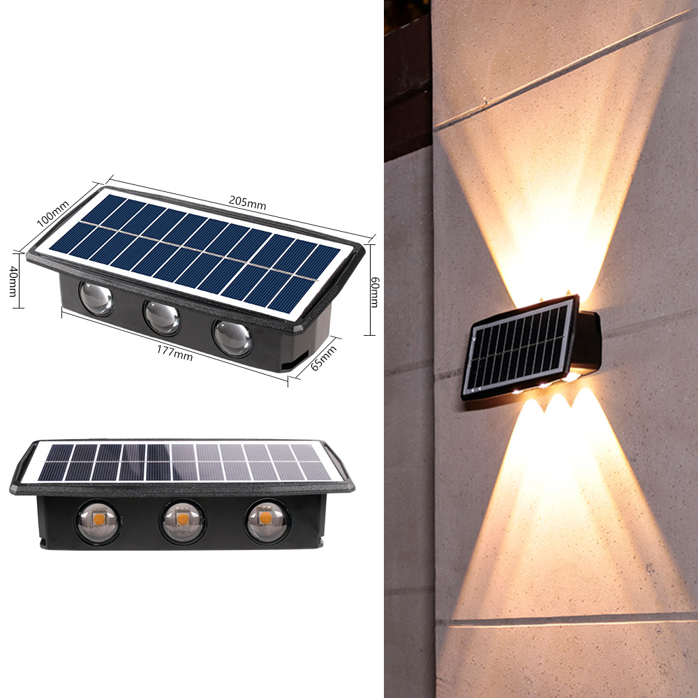 Lente convexa solar lámpara de pared lámpara de lavado hogar avanzada lámpara de paisaje impermeable Villa patio jardín arriba y abajo lámpara de pared