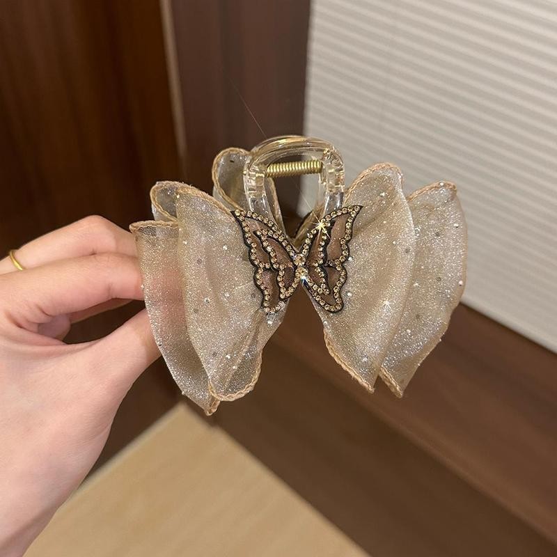 2026秋冬ミンクファー毛皮ヘアクリップ、高級感のある後頭部用大型シャーククリップ、ハート型キラキラ輝くダイヤモンド付き毛皮ヘアクリップ