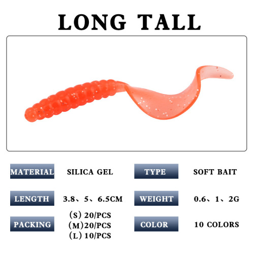 Spinning lure lead head hook set silicone soft bait long-range soft worm ten colors tail fish fake lure largemouth bass pike perch chatterbaits