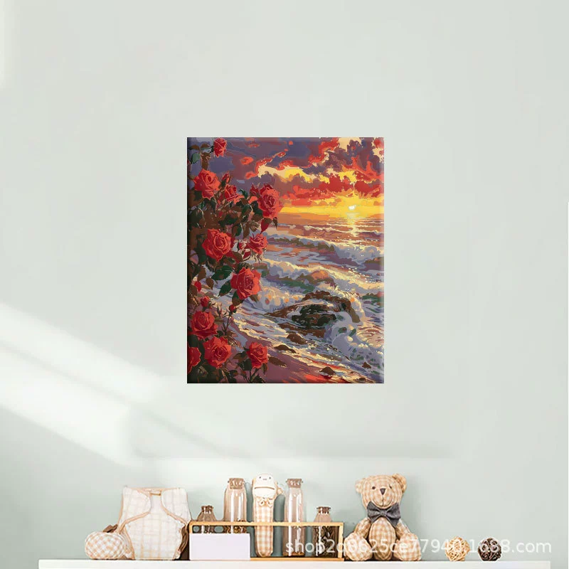 40*50 оптовая DIY дистанционная цифровая масляная живопись вручную заполненная акриловая горяче-стиль декоративный пейзаж цветочное заполнение декоративная живопись