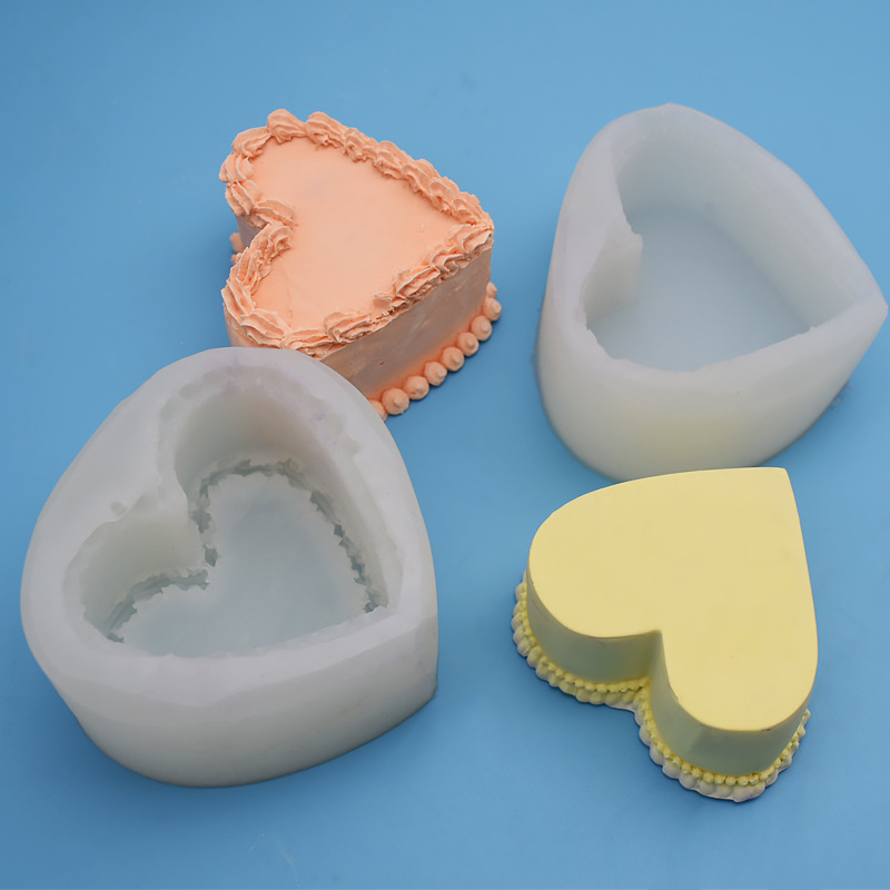 DIY烘焙3D愛心蛋糕硅膠模具裝飾巧克力翻糖粘土硅膠模具