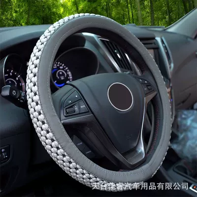 car non-slip wear-resistant sweat-absorbent, Steering wheel cover - distinguished-ice-silk-one-gray-38cm