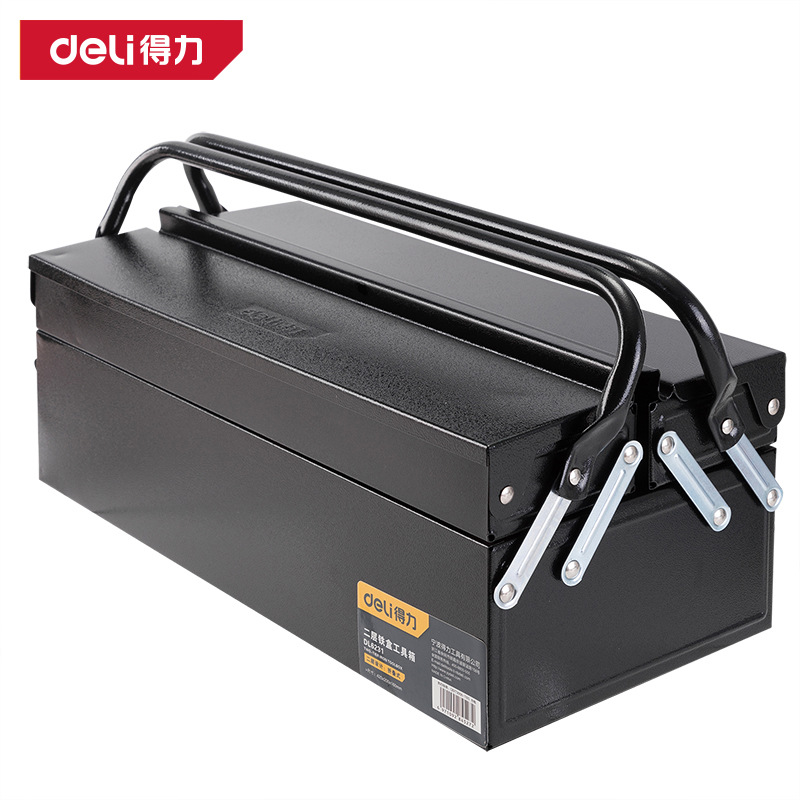 品牌授权 Deli/得力 铁皮工具箱折叠二层18寸 DL6231