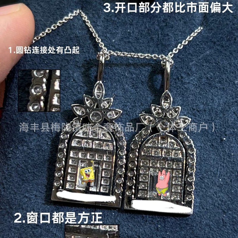 V金H.W幸福之门项链女轻奢s925镀18K金满钻鸟笼吊坠锁骨链CNC精雕|undefined