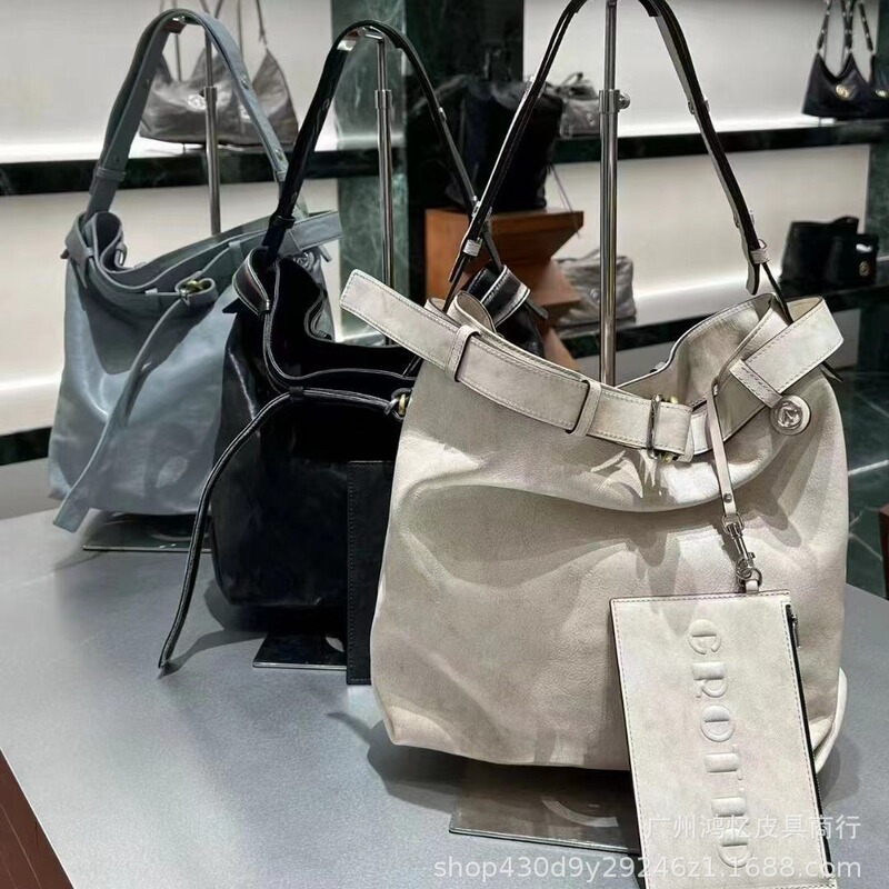 Grott0 Arrow Pleated Hobo Tote Bag New Simple Casual Genuine Leather Crossbody Shoulder Soft Bag