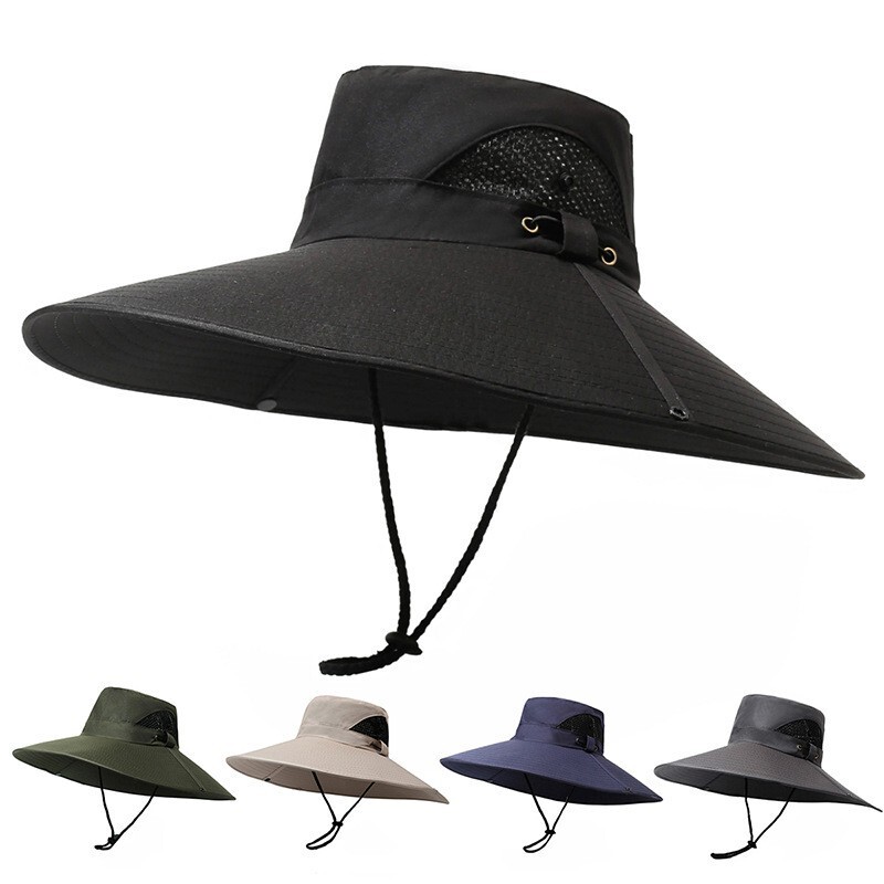 Men's summer big eaves 15CM solid color sunscreen sun hat middle-aged and old men's mountaineering fishing hat fisherman hat sun hat Men's summer big eaves 15CM solid color sunscreen sun hat middle-aged and old men's mountaineering fishing hat fisherman hat sun hat