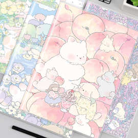 辰阳文化胶套本治愈小满可爱少女心B5笔记本子女生彩边喷边记事本