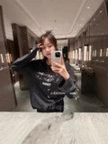 现货跨境潮牌 AC美式镜面字母印花1996烫钻圆领长袖T恤宽松上衣女