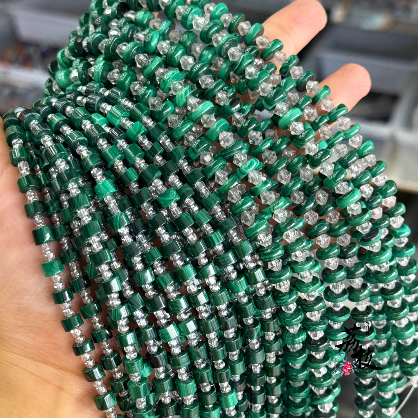 Natural Malachite Straight-Cut Spacer Beads 4*6mm Abacus Beads Loose Beads Semi-Finished DIY Necklace Bracelet Accessory Beads