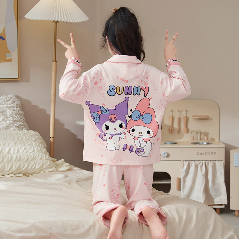 Pijamas de niñas 2025 nueva primavera y otoño algodón de manga larga delgada para niños ropa de casa para niños pequeños set