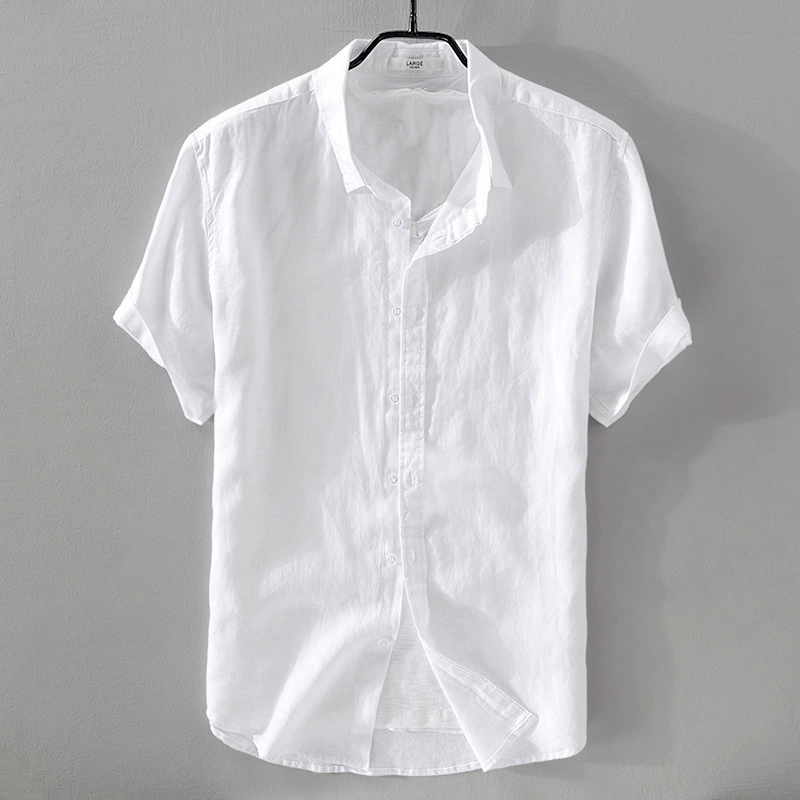 Japanese retro thin base shirt for leisure, with short sleeve, loose fit