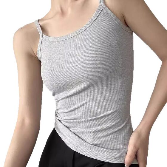 Fuhina Threaded Camisole Women's Summer Simple Solid Color Casual New Sweet and Hot Slim-fit Outer Wear Base Top