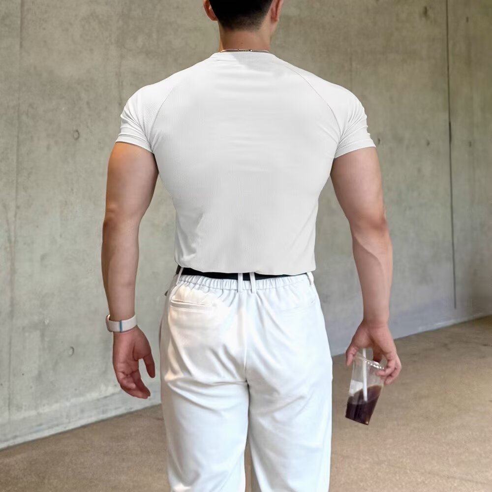 Meeste performance triibuline t-särk spordisärk veniv_voghion.com