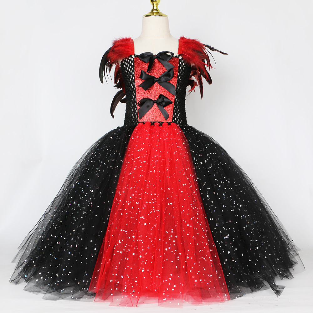 Abbigliamento per bambini Vestito da vampiro e zombie per bambini Costume da cosplay di Halloween per ragazze Vestito da tutù in tulle a rete_voghion.com