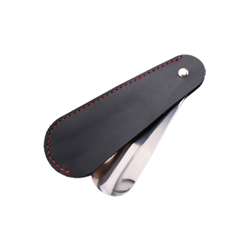 Calzador de Zapatos de Cuero, Estuche Portátil de Cuero, Herramienta Unisex para Ponerse Zapatos