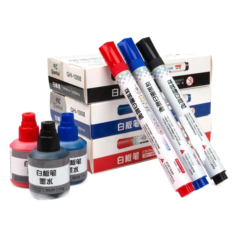 La pluma de pizarra puede agregar tinta borrable pluma negra marcador de color grueso Marcador de Cabeza pluma de pizarra de gran capacidad a base de agua