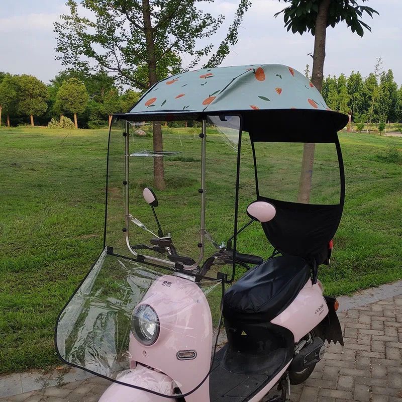 电动车雨棚蓬摩托车遮雨棚遮阳防晒罩电瓶车挡雨防风棚全包围可拆|undefined