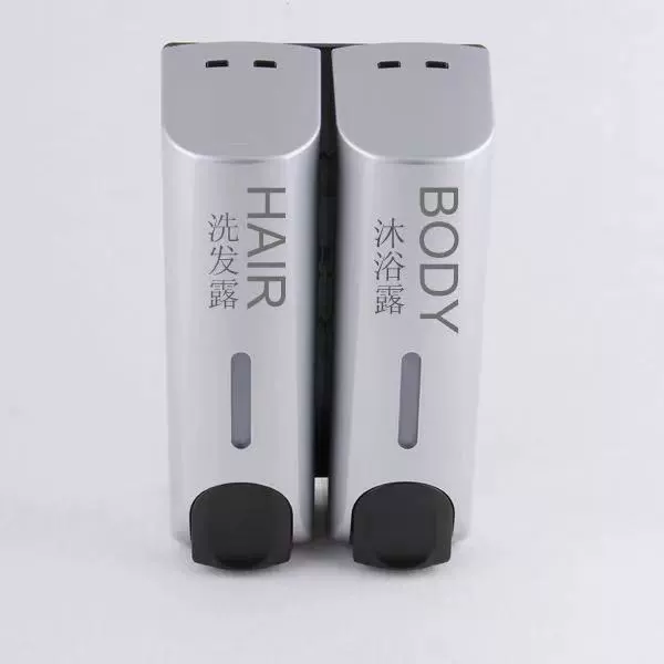 Дуо dispenser: держатель для мыла и геля для душа с двумя головками бело-серебристый, двойной отсек, дорожные флаконы
