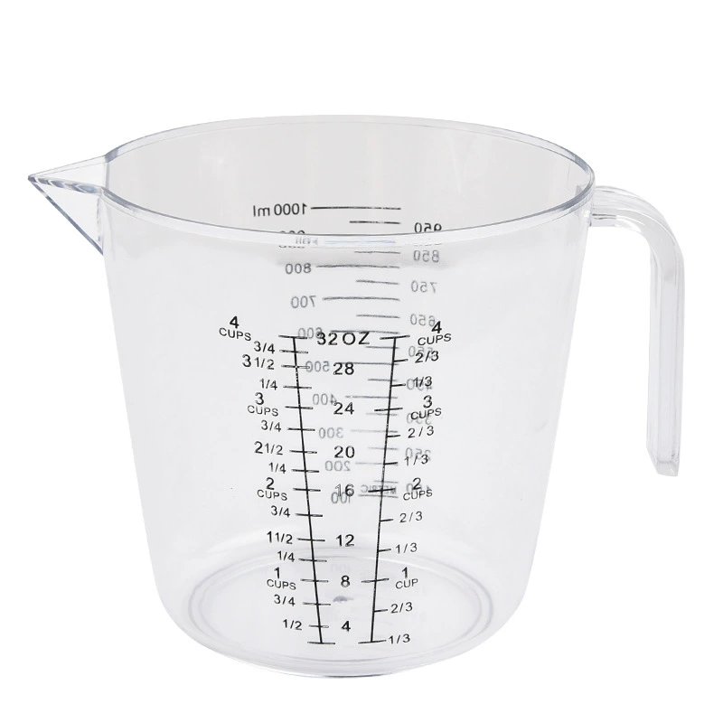 Plastic transparent small measuring cup scaled, 1000 ml