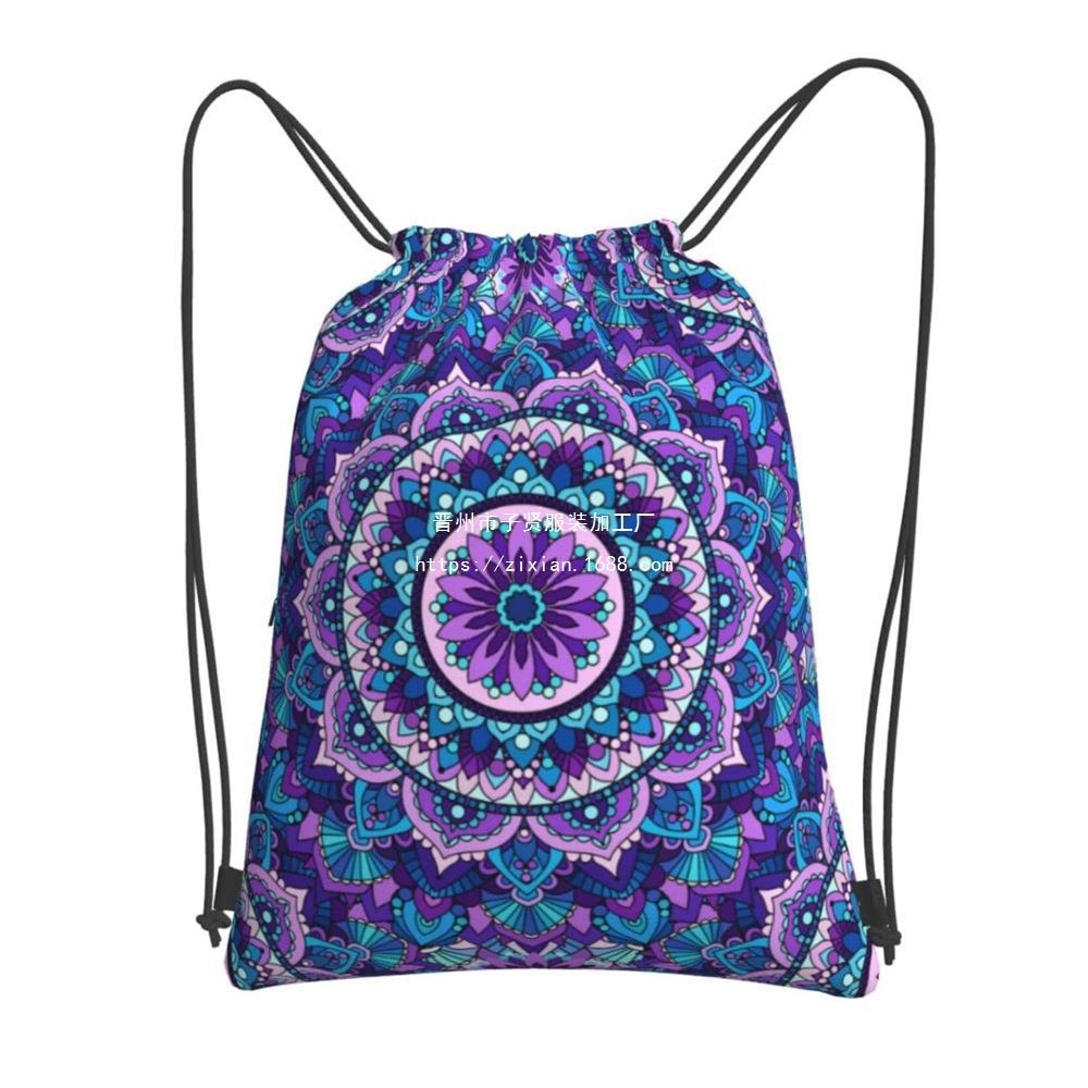 曼茶罗束口袋三曼茶罗儿童生日派对抽绳双肩背包袋便携收纳袋跨境