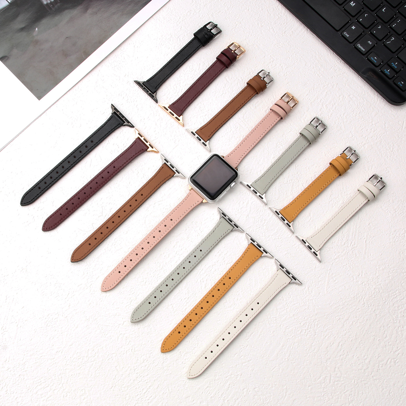 New Cross-border Hot Sale Suitable for Apple iwatch Watch Strap s10 High-end Fashion Genuine Leather Small Man Waist Strap