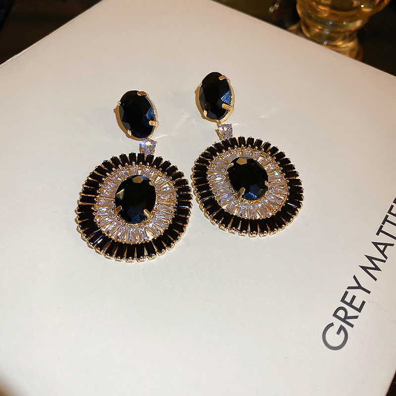 Fashion Round Water Droplets Copper Inlaid Zircon Drop Earrings 1 Pair