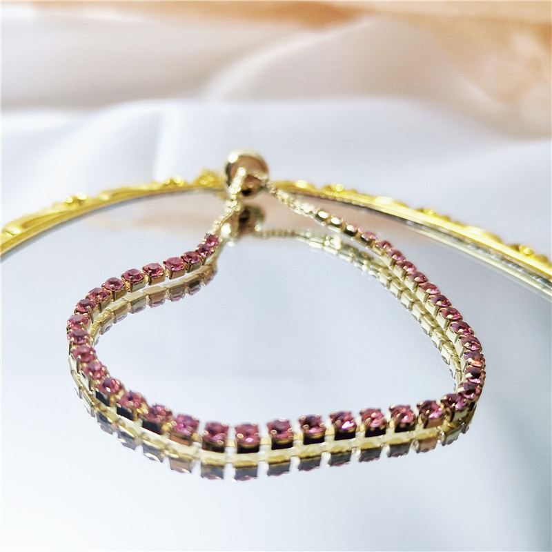 Mode Rond Le Cuivre Placage Incruster Strass Bracelets 1 Pièce display picture 4