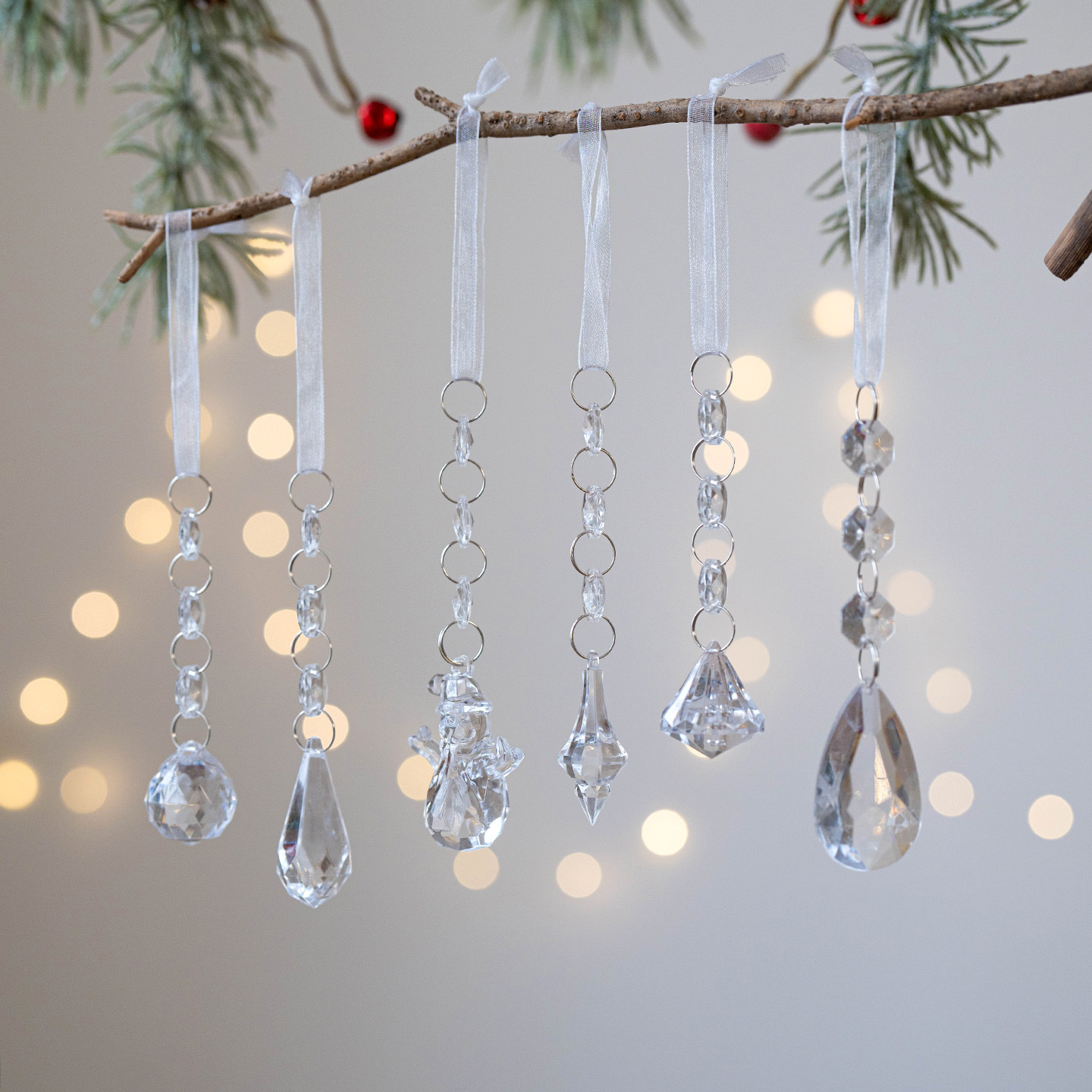 Ins北欧水晶クリスマスツリー装飾ビーズ氷凌水滴雪花ペンダントクリスマス透明雪氷装飾