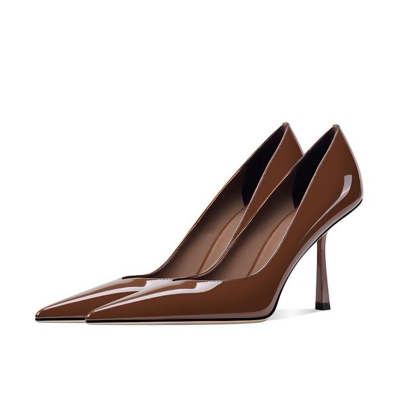 Sexy Versatile Pointed Toe Stiletto Shoes 2025 Early Spring High Heels New Patent Leather Fashion Flats Elegant Shallow Mouth Women's Shoes