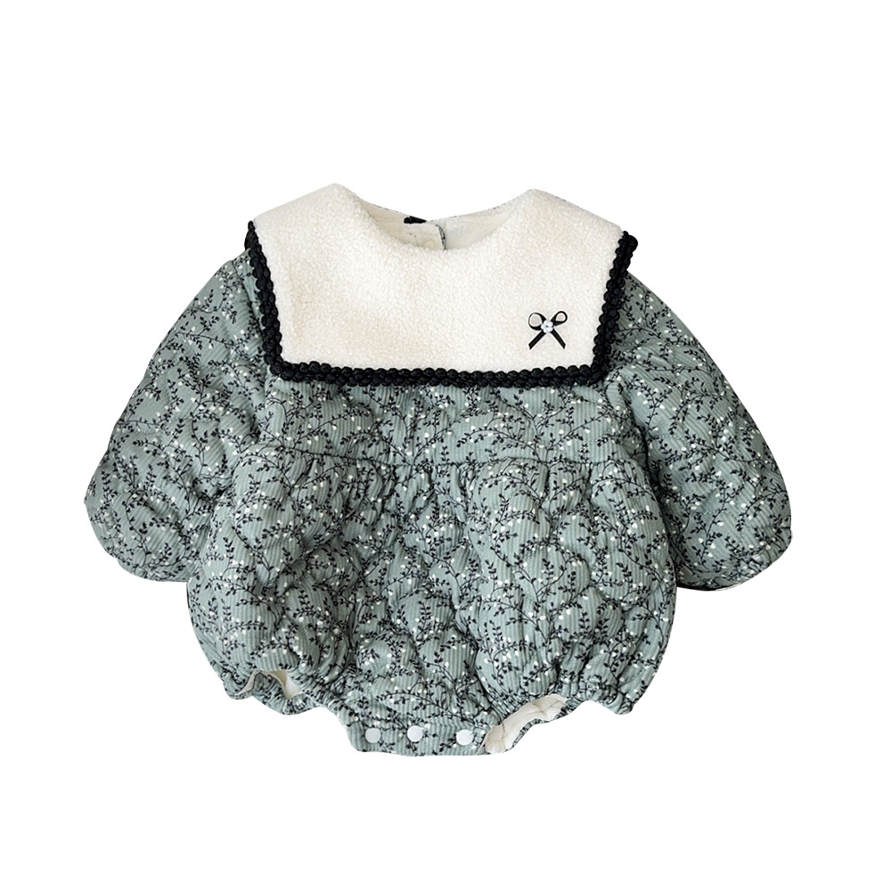 2024 ropa para niños de otoño e invierno ropa para bebés estilo occidental lindo mamelero triangular versión coreana acolchado engrosado abrigo de bebé femenino