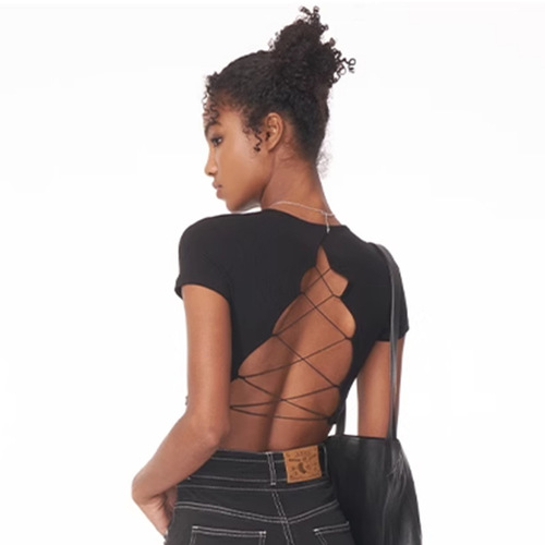 European and American bare-skin dance top, short-sleeved crop top, women's running yoga clothing, outdoor sports jacket with chest pad pockets
