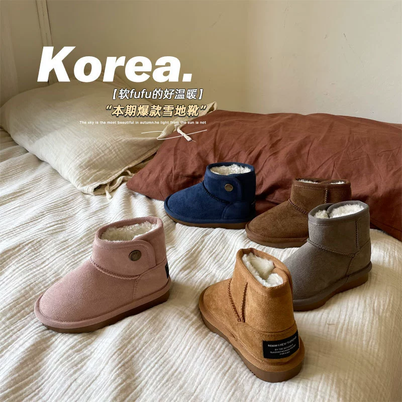 2024, новые зимние детские зимние ботинки, теплые ботинки в китайском стиле в корейском стиле, бархатная детская обувь 1302