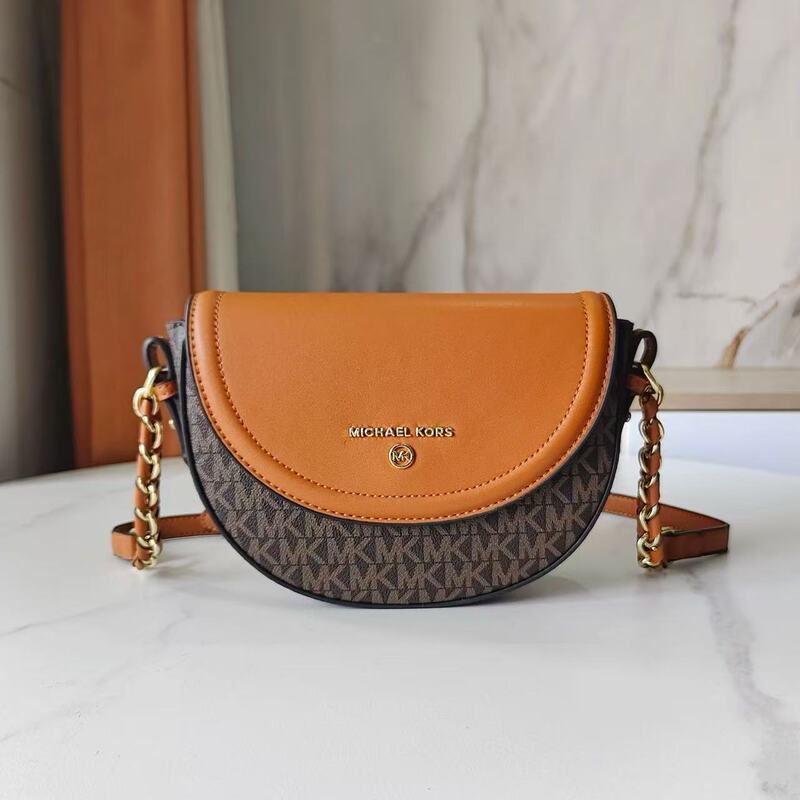 M Brand Women's Bag New Model Monogram Saddle Bag Chain Half-Moon Bag Single Shoulder Crossbody Flap Bag