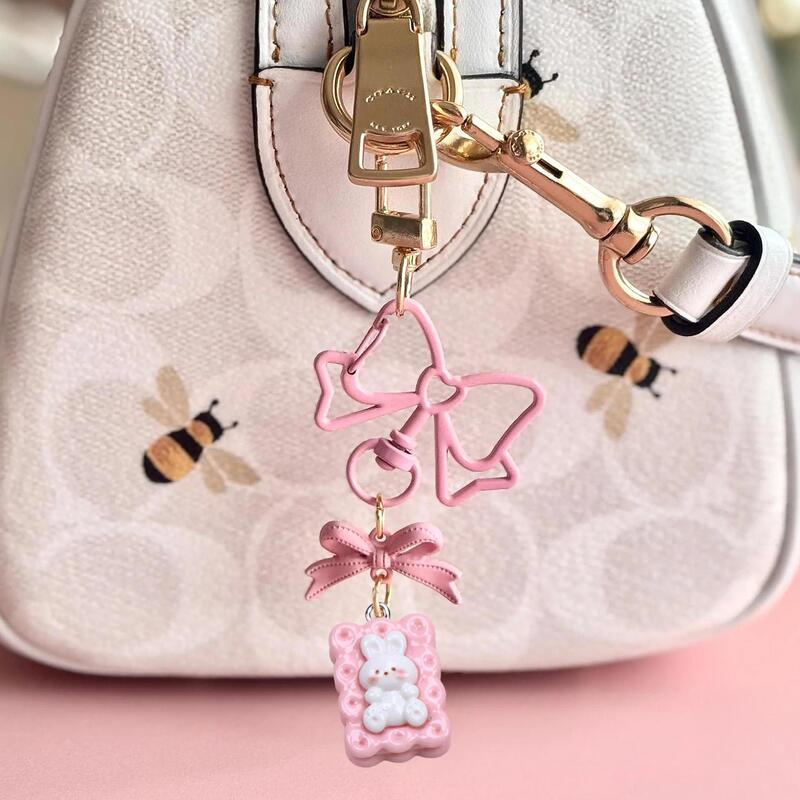 Bow Keychain Resin Cartoon Cute Bear and Rabbit Artificial Sandwich Biscuit Chocolate Dunhuang School Bag Bow Keychain Resin Cartoon Cute Bear and Rabbit Artificial Sandwich Biscuit Chocolate Dunhuang School Bag