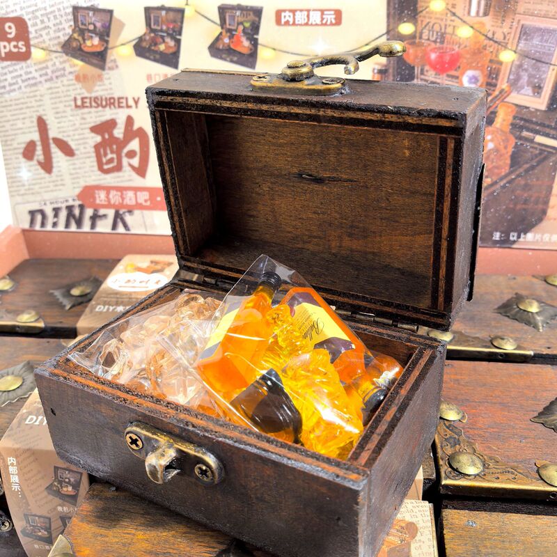 Creative Drinking Time Wooden Treasure Box Material Kit for Children, Exquisite Handmade DIY Miniature Landscape Ornaments, Gift Wholesale Creative Drinking Time Wooden Treasure Box Material Kit for Children, Exquisite Handmade DIY Miniature Landscape Ornaments, Gift Wholesale