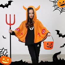 万圣节儿童牛角cosolay黑暗邪恶恶魔斗篷披风舞台演出气氛布置