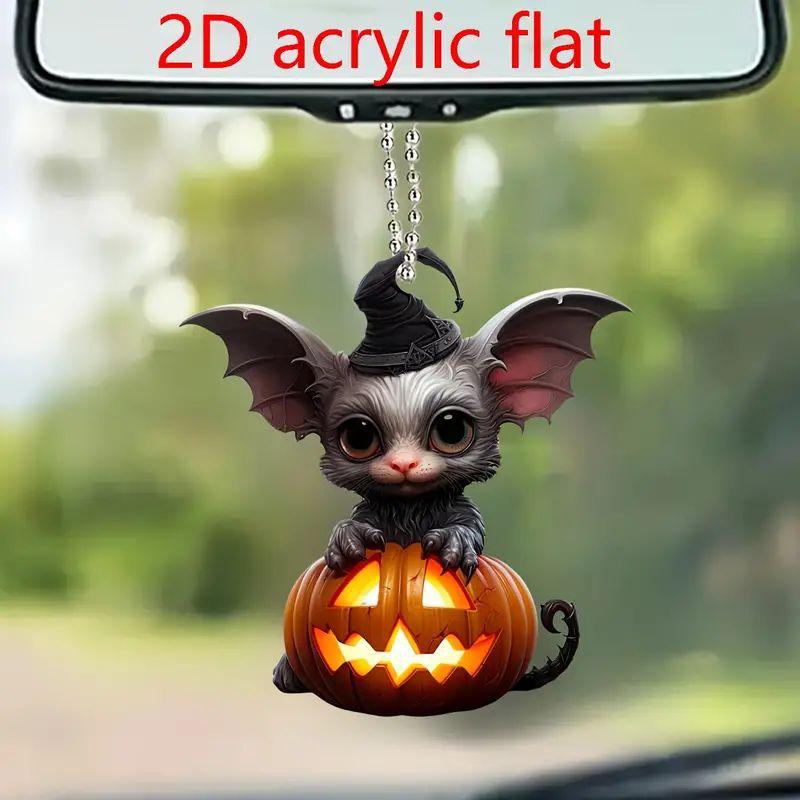 Nuevo colgante de murciélago de calabaza transfronterizo acrílico plano de automóvil colgante decoración del dormitorio del hogar image 1