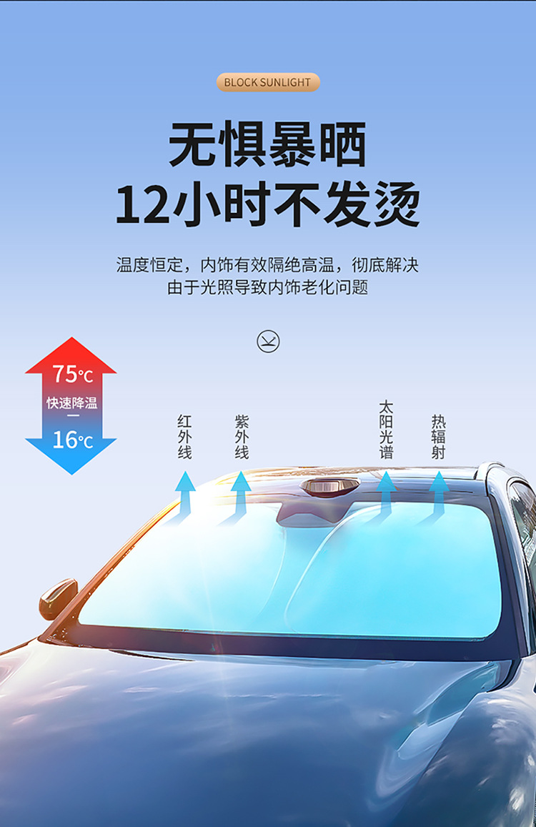 Car Front Windshield Sun Protection and Heat Insulation Sunshade, Anti-Glare Sunshade for Car, Summer Car Sunshade for Front Windshield
