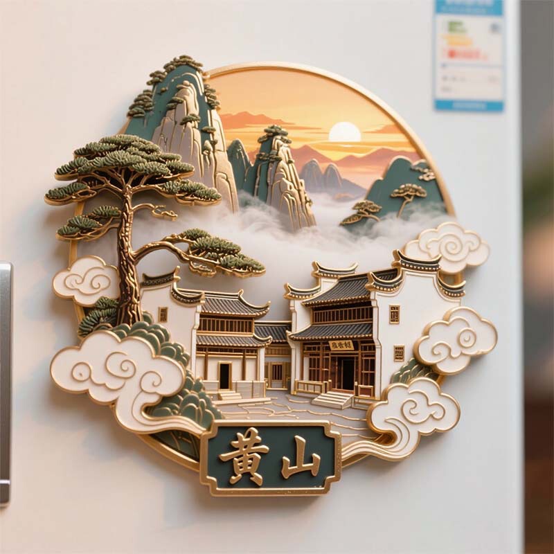 【黄山】景点金属立体浮雕冰箱贴门贴装饰旅游景区纪念品文创礼物|undefined