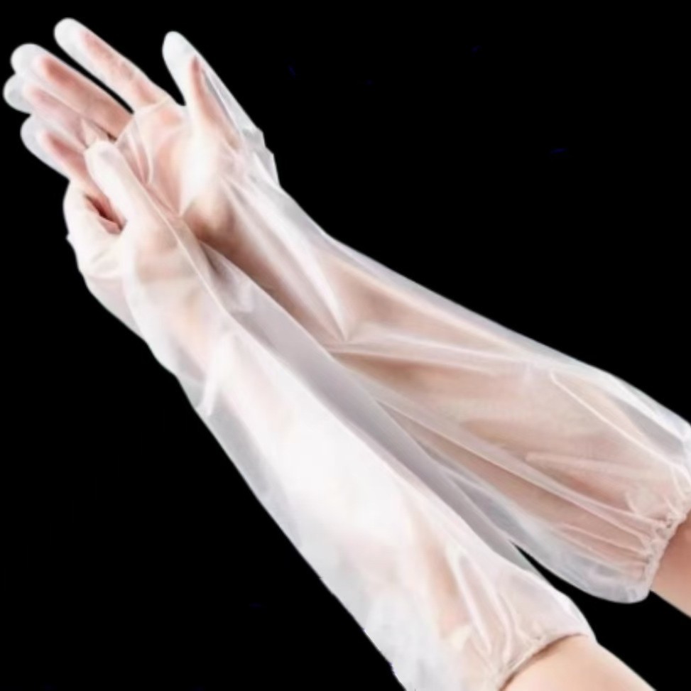 처분할 수 있는 긴 팔 장갑 CPE 팔 방수 안티 오일 청소 식기 세척 집안 장갑